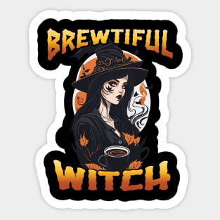 Brewtiful Witch Halloween Coffee lover Sticker